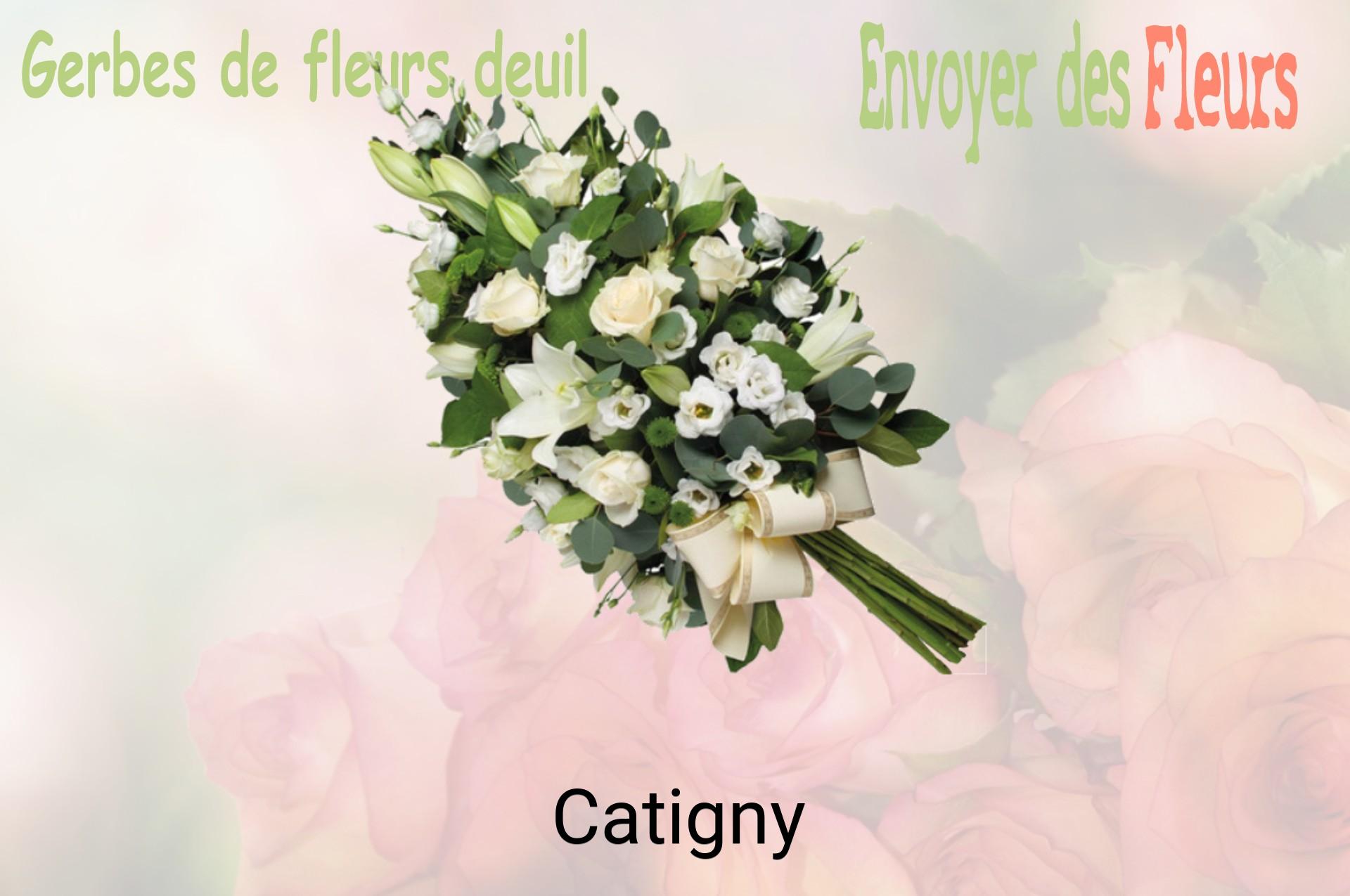 Gerbe de fleurs de deuil livrée à Catigny